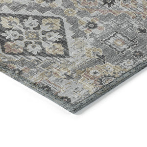 HomeRoots 5' Gray and Copper Floral Medallion Area Rug - Stylish, Washable, Durable for Indoor and Outdoor Use 9' X 12' 628576