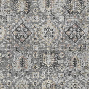 HomeRoots 5' Gray and Copper Floral Medallion Area Rug - Stylish, Washable, Durable for Indoor and Outdoor Use 9' X 12' 628576