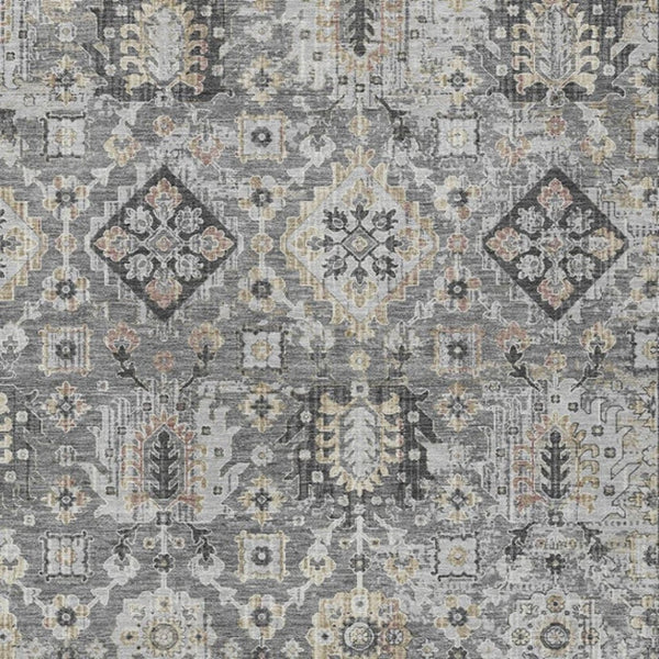 HomeRoots 5' Gray and Copper Floral Medallion Area Rug - Stylish, Washable, Durable for Indoor and Outdoor Use 9' X 12' 628576