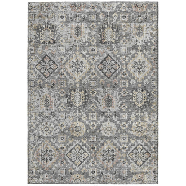 HomeRoots 5' Gray and Copper Floral Medallion Area Rug - Stylish, Washable, Durable for Indoor and Outdoor Use 10' X 14' 628577