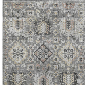 HomeRoots 5' Gray and Copper Floral Medallion Area Rug - Stylish, Washable, Durable for Indoor and Outdoor Use 10' X 14' 628577