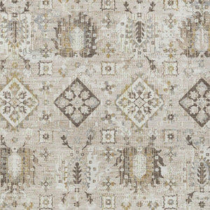 HomeRoots 5' Timeless Linen and Ivory Floral Medallion Area Rug - Durable, Washable Design for Indoors & Outdoors 5' X 8' 628579