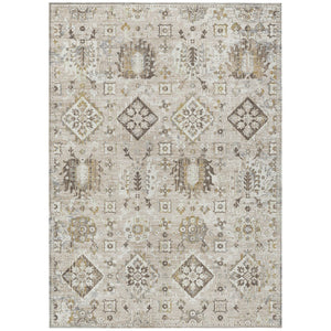 HomeRoots 5' Timeless Linen and Ivory Floral Medallion Area Rug - Durable, Washable Design for Indoors & Outdoors 8' X 10' 628581