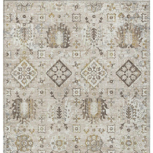 HomeRoots 5' Timeless Linen and Ivory Floral Medallion Area Rug - Durable, Washable Design for Indoors & Outdoors 9' X 12' 628582