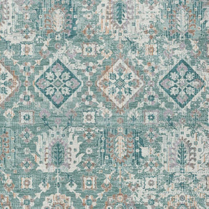 HomeRoots 5' Elegant Pale Aqua and Copper Floral Medallion Rug - Washable, Stain-Resistant for Indoor/Outdoor Use 8' X 10' 628587