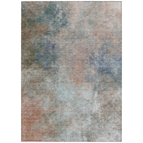 HomeRoots 5' Copper and Navy Blue Abstract Area Rug - Stylish, Washable, Durable for Indoor and Outdoor Use 5' X 8' 628591