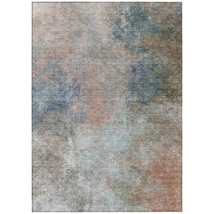 HomeRoots 5' Copper and Navy Blue Abstract Area Rug - Stylish, Washable, Durable for Indoor and Outdoor Use 8' X 10' 628593