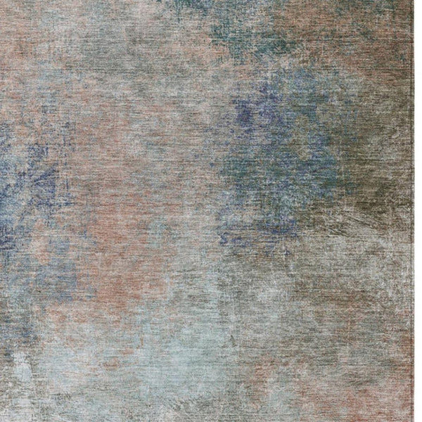 HomeRoots 5' Copper and Navy Blue Abstract Area Rug - Stylish, Washable, Durable for Indoor and Outdoor Use 8' X 10' 628593