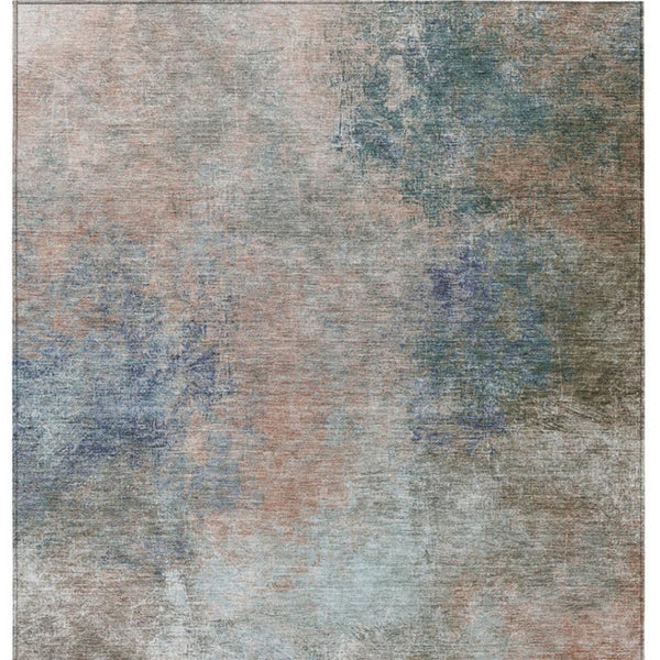 HomeRoots 5' Copper and Navy Blue Abstract Area Rug - Stylish, Washable, Durable for Indoor and Outdoor Use 10' X 14' 628595