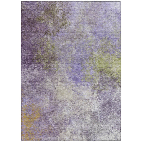 HomeRoots 5' Vibrant Purple and Olive Green Abstract Area Rug – Stylish, Washable, Stain-Resistant Design for All Spaces 5' X 8' 628615