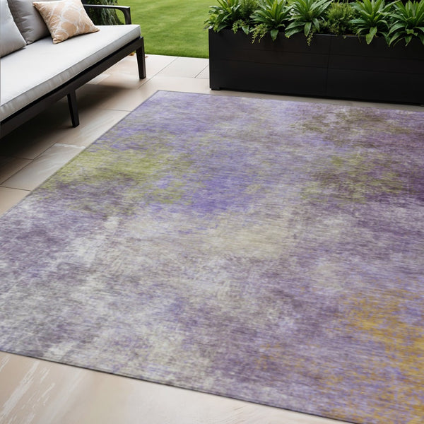 HomeRoots 5' Vibrant Purple and Olive Green Abstract Area Rug – Stylish, Washable, Stain-Resistant Design for All Spaces 5' X 8' 628615