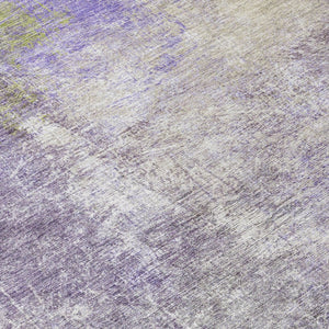 HomeRoots 5' Vibrant Purple and Olive Green Abstract Area Rug – Stylish, Washable, Stain-Resistant Design for All Spaces 8' Round 628616