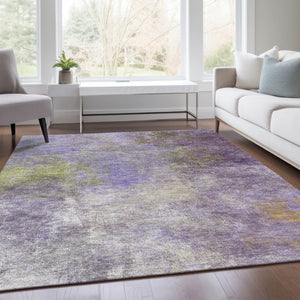 HomeRoots 5' Vibrant Purple and Olive Green Abstract Area Rug – Stylish, Washable, Stain-Resistant Design for All Spaces 8' X 10' 628617
