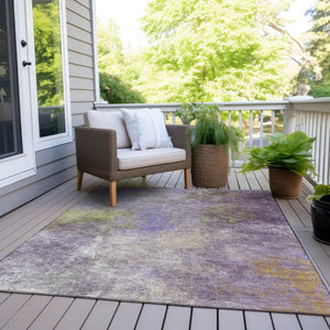 HomeRoots 5' Vibrant Purple and Olive Green Abstract Area Rug – Stylish, Washable, Stain-Resistant Design for All Spaces 8' X 10' 628617