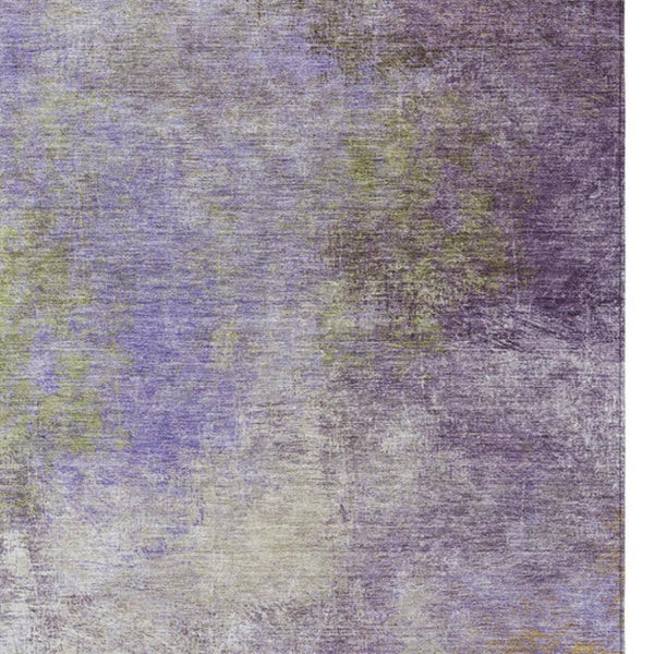 HomeRoots 5' Vibrant Purple and Olive Green Abstract Area Rug – Stylish, Washable, Stain-Resistant Design for All Spaces 9' X 12' 628618