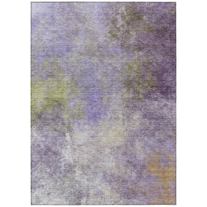 HomeRoots 5' Vibrant Purple and Olive Green Abstract Area Rug – Stylish, Washable, Stain-Resistant Design for All Spaces 10' X 14' 628619