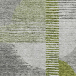 HomeRoots 5' Stylish Olive Green and Gray Geometric Area Rug for Indoor/Outdoor Use – Washable and Durable 5' X 8' 628651