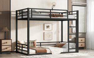 English Elm Metal Twin Xl Bunk Bed Frame - Heavy-Duty, Noise-Reduced Design For Kids, Teens & Adults, Black Finish W1580S00157