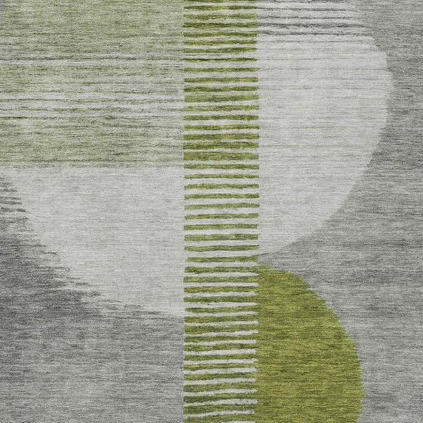 HomeRoots 5' Stylish Olive Green and Gray Geometric Area Rug for Indoor/Outdoor Use – Washable and Durable 8' X 10' 628653