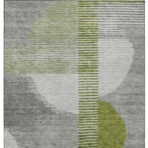 HomeRoots 5' Stylish Olive Green and Gray Geometric Area Rug for Indoor/Outdoor Use – Washable and Durable 9' X 12' 628654