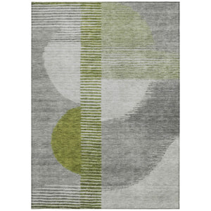 HomeRoots 5' Stylish Olive Green and Gray Geometric Area Rug for Indoor/Outdoor Use – Washable and Durable 10' X 14' 628655