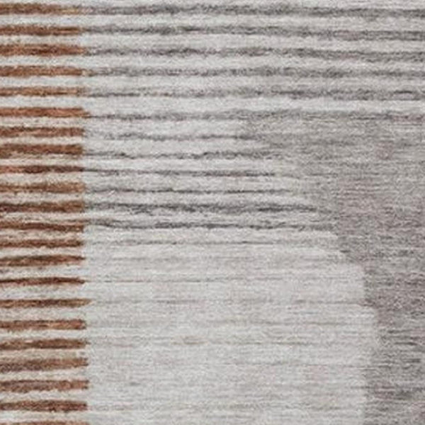 HomeRoots 5' Taupe and Rust Geometric Area Rug - Stylish, Washable Design for Indoor and Outdoor Spaces 8' X 10' 628665
