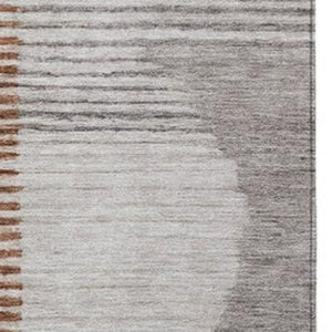 HomeRoots 5' Taupe and Rust Geometric Area Rug - Stylish, Washable Design for Indoor and Outdoor Spaces 9' X 12' 628666