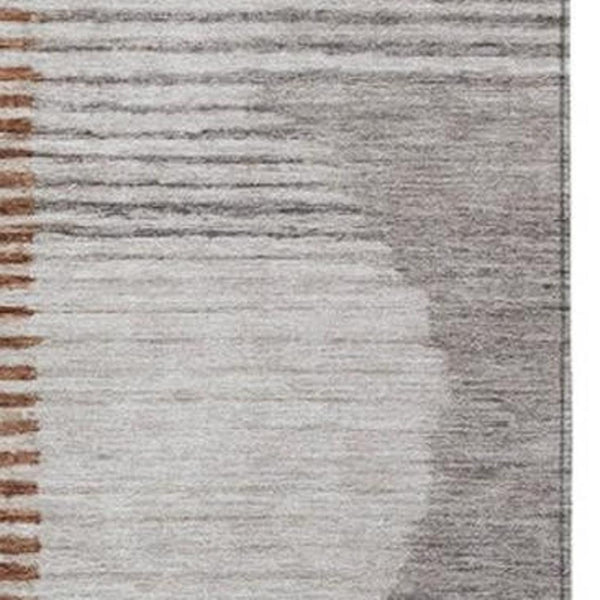HomeRoots 5' Taupe and Rust Geometric Area Rug - Stylish, Washable Design for Indoor and Outdoor Spaces 9' X 12' 628666
