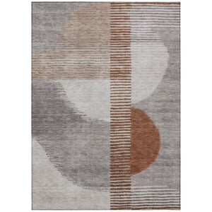 HomeRoots 5' Taupe and Rust Geometric Area Rug - Stylish, Washable Design for Indoor and Outdoor Spaces 10' X 14' 628667
