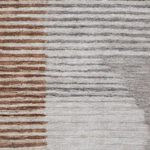 HomeRoots 5' Taupe and Rust Geometric Area Rug - Stylish, Washable Design for Indoor and Outdoor Spaces 10' X 14' 628667