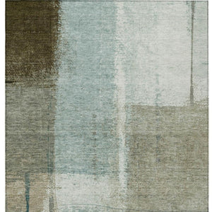 HomeRoots 5' Pale Aqua and Beige Abstract Rug - Stylish Indoor Outdoor Washable Design for Modern Homes 5' X 8' 628675