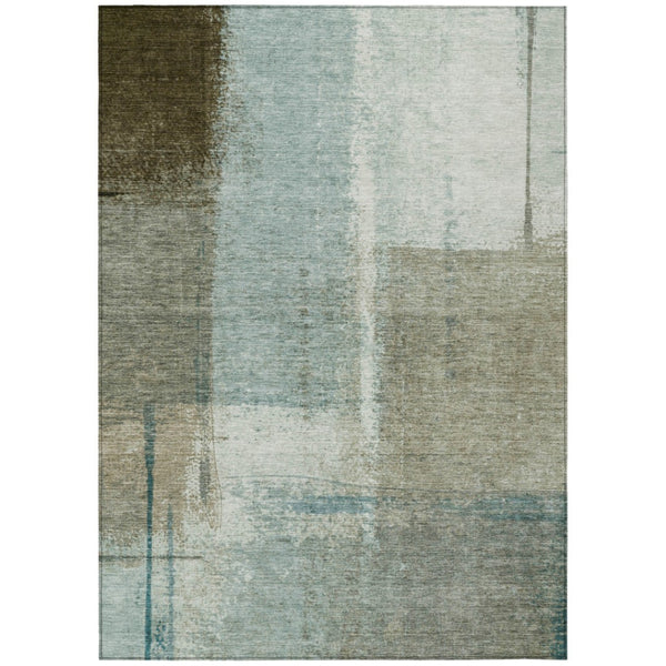 HomeRoots 5' Pale Aqua and Beige Abstract Rug - Stylish Indoor Outdoor Washable Design for Modern Homes 5' X 8' 628675