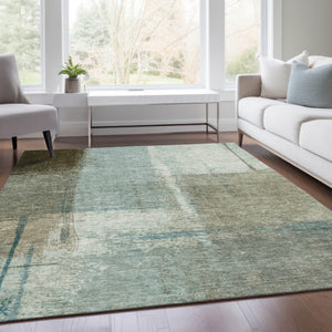 HomeRoots 5' Pale Aqua and Beige Abstract Rug - Stylish Indoor Outdoor Washable Design for Modern Homes 5' X 8' 628675
