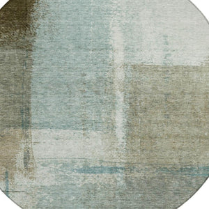HomeRoots 5' Pale Aqua and Beige Abstract Rug - Stylish Indoor Outdoor Washable Design for Modern Homes 8' Round 628676