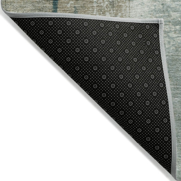 HomeRoots 5' Pale Aqua and Beige Abstract Rug - Stylish Indoor Outdoor Washable Design for Modern Homes 8' Round 628676
