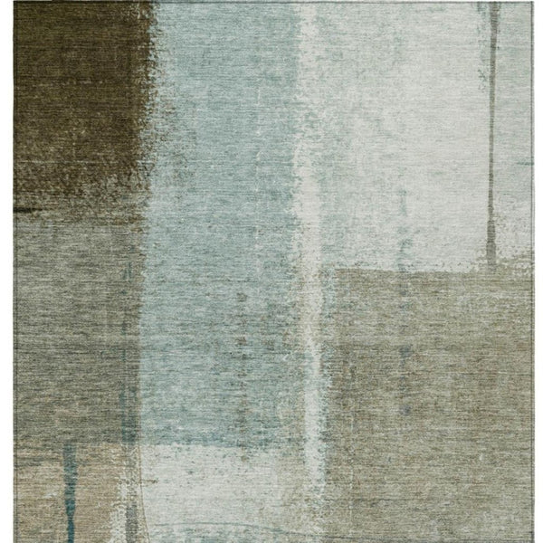 HomeRoots 5' Pale Aqua and Beige Abstract Rug - Stylish Indoor Outdoor Washable Design for Modern Homes 8' X 10' 628677