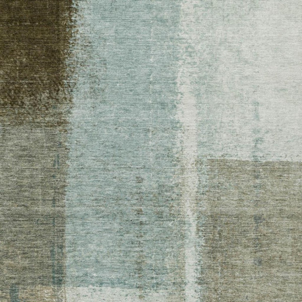 HomeRoots 5' Pale Aqua and Beige Abstract Rug - Stylish Indoor Outdoor Washable Design for Modern Homes 9' X 12' 628678