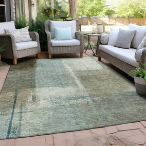 HomeRoots 5' Pale Aqua and Beige Abstract Rug - Stylish Indoor Outdoor Washable Design for Modern Homes 10' X 14' 628679