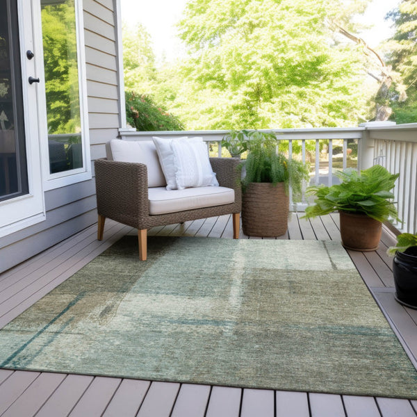 HomeRoots 5' Pale Aqua and Beige Abstract Rug - Stylish Indoor Outdoor Washable Design for Modern Homes 10' X 14' 628679
