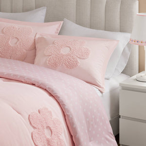 English Elm 4-piece Reversible Tufted Chenille Floral Comforter Set with Decorative Flower Pillow B035P408214