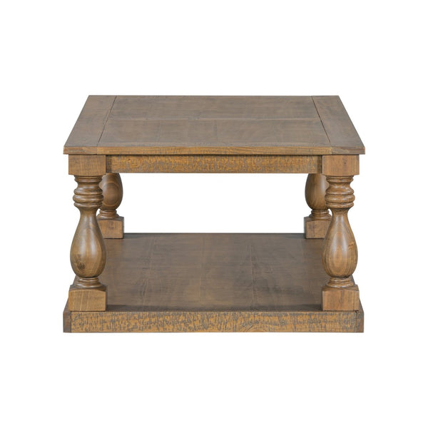 English Elm U_Style Vintage Coffee Table With Artistic Vase Legs & Luxurious Pine Veneer For Timeless Elegance N711P256967D-GIGA
