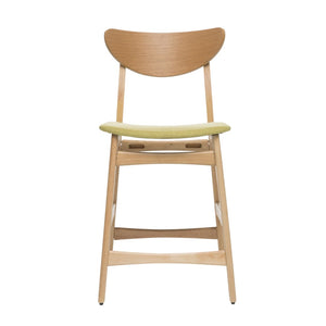HomeRoots Set of Two Stylish Green Fabric and Wood Low-Back Bar Chairs for Modern Kitchen & Bar Comfort 628738