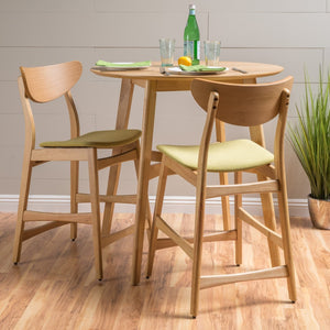 HomeRoots Set of Two Stylish Green Fabric and Wood Low-Back Bar Chairs for Modern Kitchen & Bar Comfort 628738