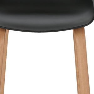 HomeRoots Set of Two Modern Backless Bar Stools with Black Plastic Seats and Natural Wood Legs for Style & Comfort 628739