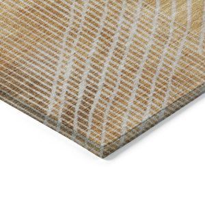 HomeRoots 5' Stylish Gold and Ivory Geometric Area Rug - Washable, Durable for Indoor/Outdoor Use, Easy Care 8' Round 628748