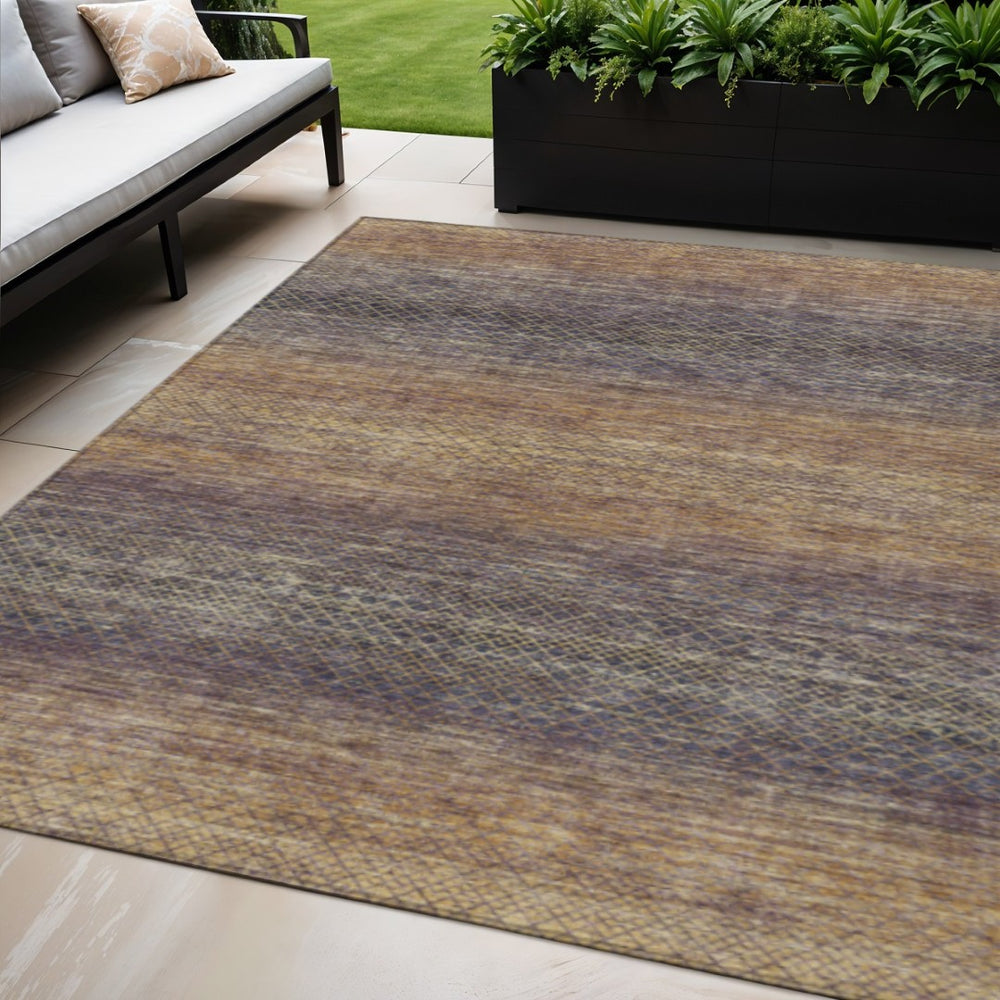 HomeRoots 5' Durable Eggplant and Brown Geometric Area Rug for Indoor and Outdoor Use - Easy Care, Stylish Design 5' X 8' 628801