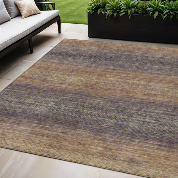 HomeRoots 5' Durable Eggplant and Brown Geometric Area Rug for Indoor and Outdoor Use - Easy Care, Stylish Design 5' X 8' 628801