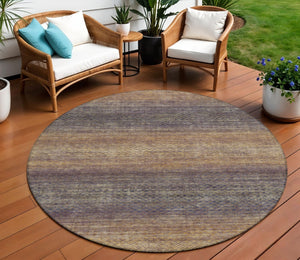 HomeRoots 5' Durable Eggplant and Brown Geometric Area Rug for Indoor and Outdoor Use - Easy Care, Stylish Design 8' Round 628802