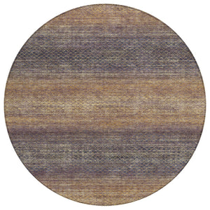 HomeRoots 5' Durable Eggplant and Brown Geometric Area Rug for Indoor and Outdoor Use - Easy Care, Stylish Design 8' Round 628802