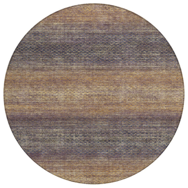 HomeRoots 5' Durable Eggplant and Brown Geometric Area Rug for Indoor and Outdoor Use - Easy Care, Stylish Design 8' Round 628802